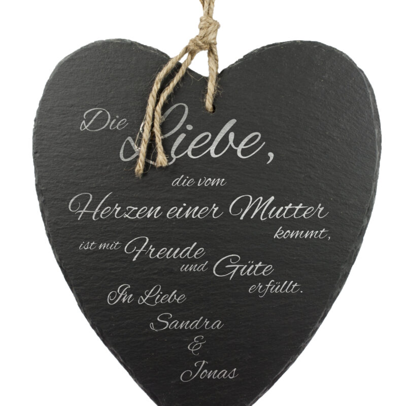 Bild von   schieferherz fuer mutti mit grjpg | Individuelle 🎁 persönliche 🎁 personalisierte Geschenke bedruckt ▪ bestickt ▪ graviert