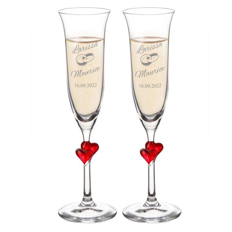 Bild von   sektglaeser mit herzen gravijpg | Individuelle 🎁 persönliche 🎁 personalisierte Geschenke bedruckt ▪ bestickt ▪ graviert