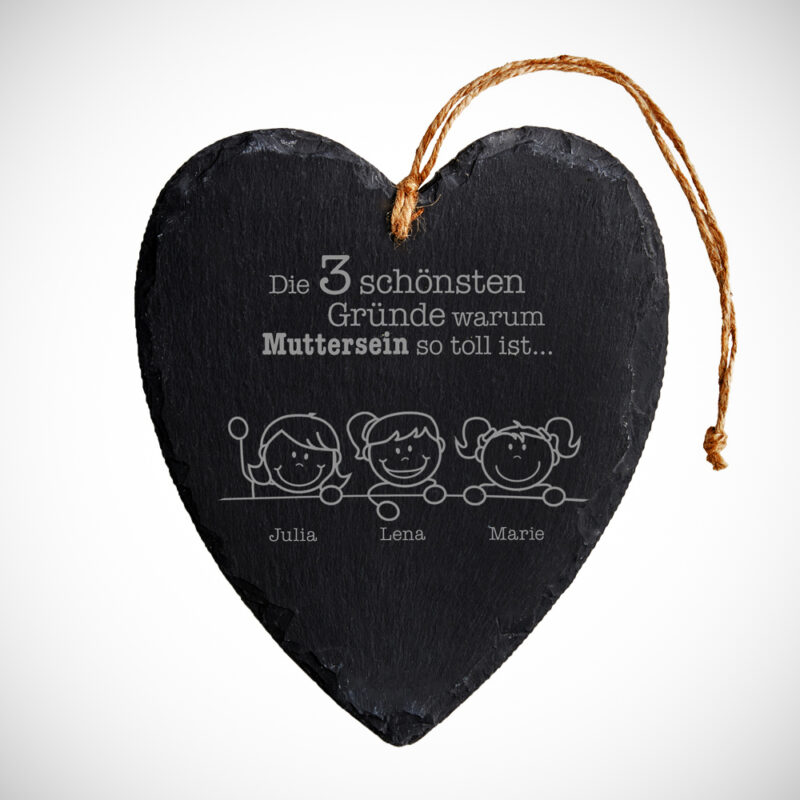 Bild von   schieferherz mit gravur warujpg | Individuelle 🎁 persönliche 🎁 personalisierte Geschenke bedruckt ▪ bestickt ▪ graviert