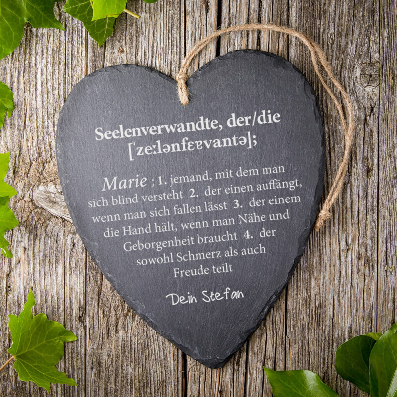 Bild von   schieferherz mit gravur seeljpg | Individuelle 🎁 persönliche 🎁 personalisierte Geschenke bedruckt ▪ bestickt ▪ graviert