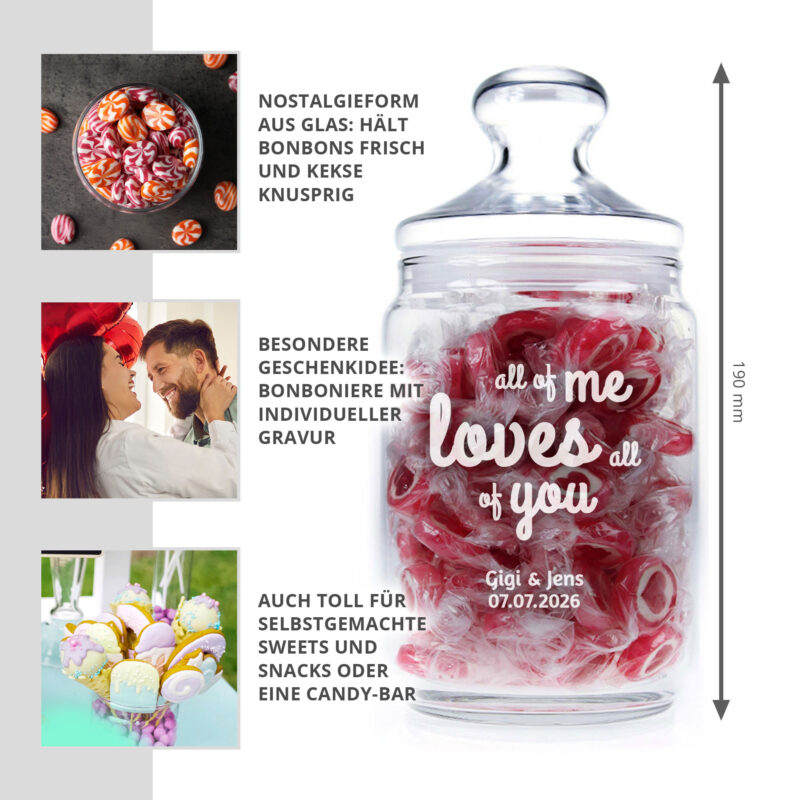 Bild von   bonbonglas mit gravur all ofjpg | Individuelle 🎁 persönliche 🎁 personalisierte Geschenke bedruckt ▪ bestickt ▪ graviert
