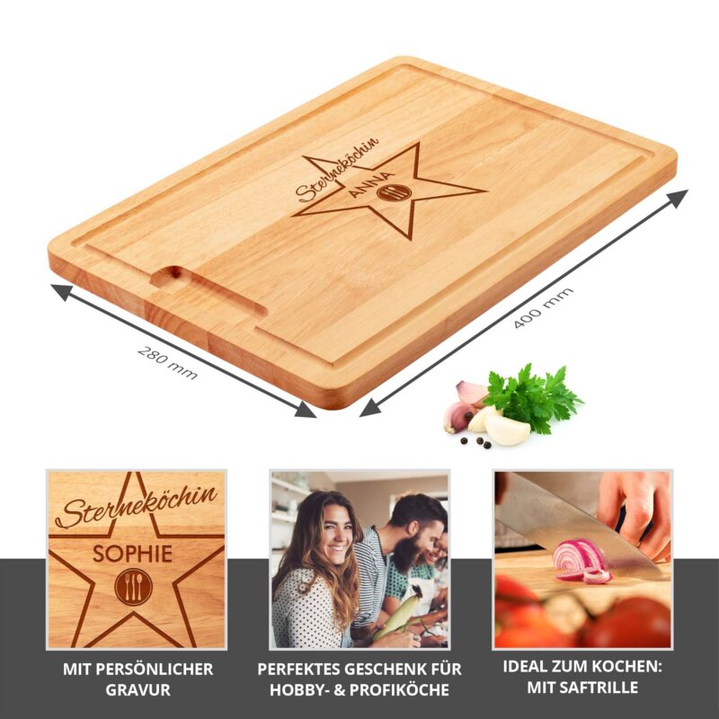 Bild von   sternekoechin schneidebrettjpg | Individuelle 🎁 persönliche 🎁 personalisierte Geschenke bedruckt ▪ bestickt ▪ graviert