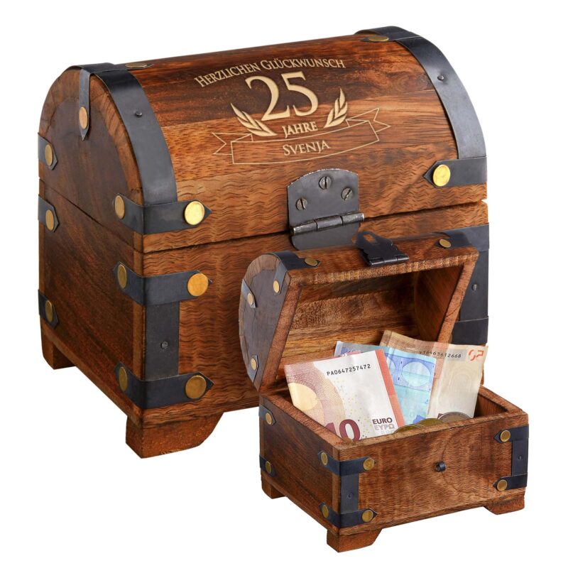 Bild von   dunkle schatztruhe zum geburtsjpg | Individuelle 🎁 persönliche 🎁 personalisierte Geschenke bedruckt ▪ bestickt ▪ graviert