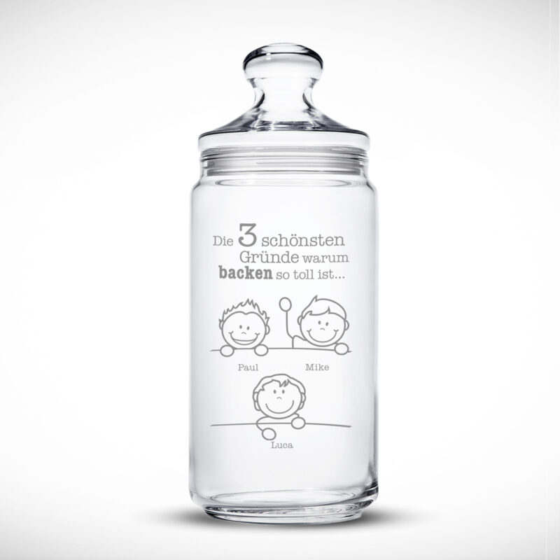Bild von   keksglas mit gravur warum icjpg | Individuelle 🎁 persönliche 🎁 personalisierte Geschenke bedruckt ▪ bestickt ▪ graviert