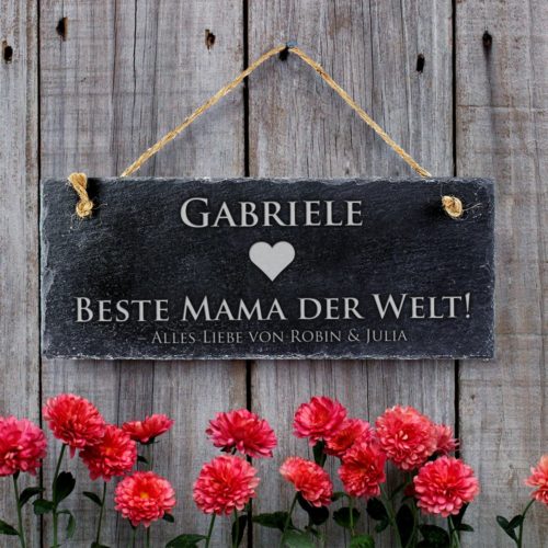 Schieferschild Beste Mama - Schieferplatte personalisiert