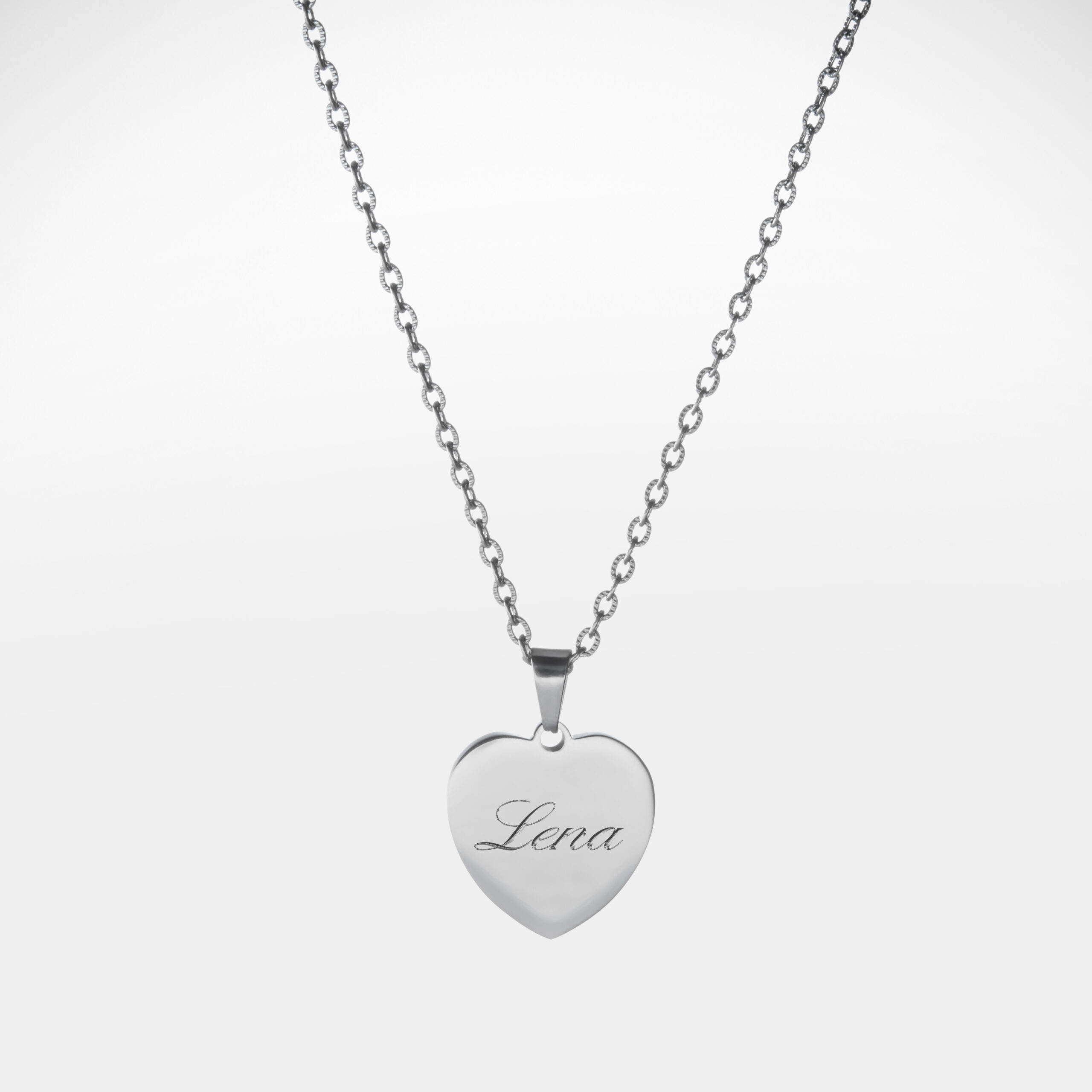 Herz Anhänger Kette mit Gravur - Name - Silber - Personalisiert