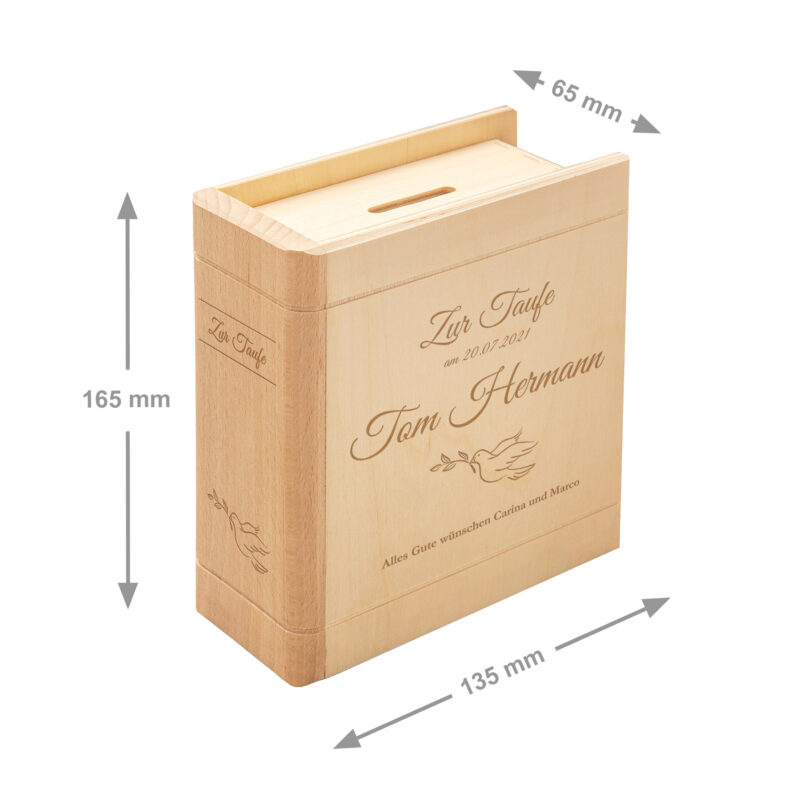 Bild von   spardose buch aus holz mit grajpg | Individuelle 🎁 persönliche 🎁 personalisierte Geschenke bedruckt ▪ bestickt ▪ graviert