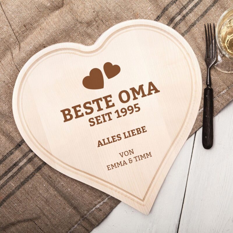 Bild von   herzbrett mit gravur beste ojpg | Individuelle 🎁 persönliche 🎁 personalisierte Geschenke bedruckt ▪ bestickt ▪ graviert