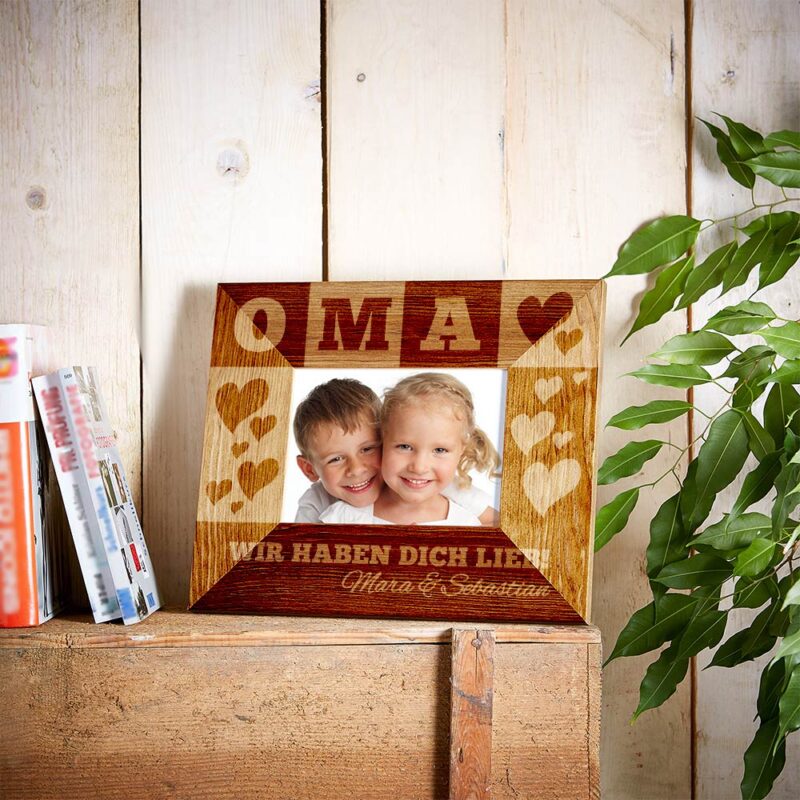 Bild von   bilderrahmen aus holz mit gravjpg | Individuelle 🎁 persönliche 🎁 personalisierte Geschenke bedruckt ▪ bestickt ▪ graviert