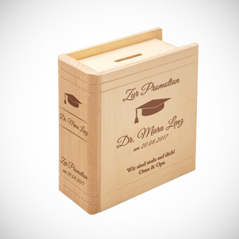 Bild von   spardose buch aus holz mit grajpg | Individuelle 🎁 persönliche 🎁 personalisierte Geschenke bedruckt ▪ bestickt ▪ graviert
