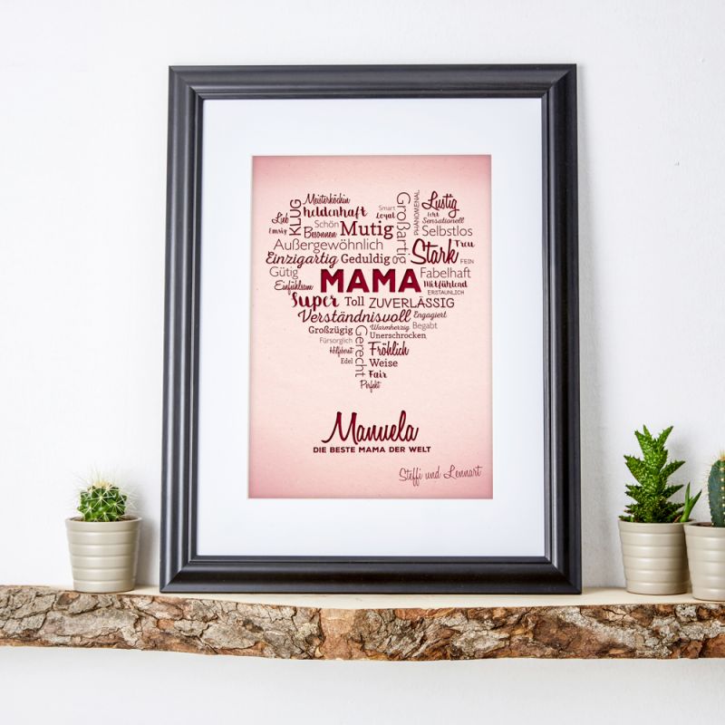 Bild von   wortwolke herz fuer mama perjpg | Individuelle 🎁 persönliche 🎁 personalisierte Geschenke bedruckt ▪ bestickt ▪ graviert