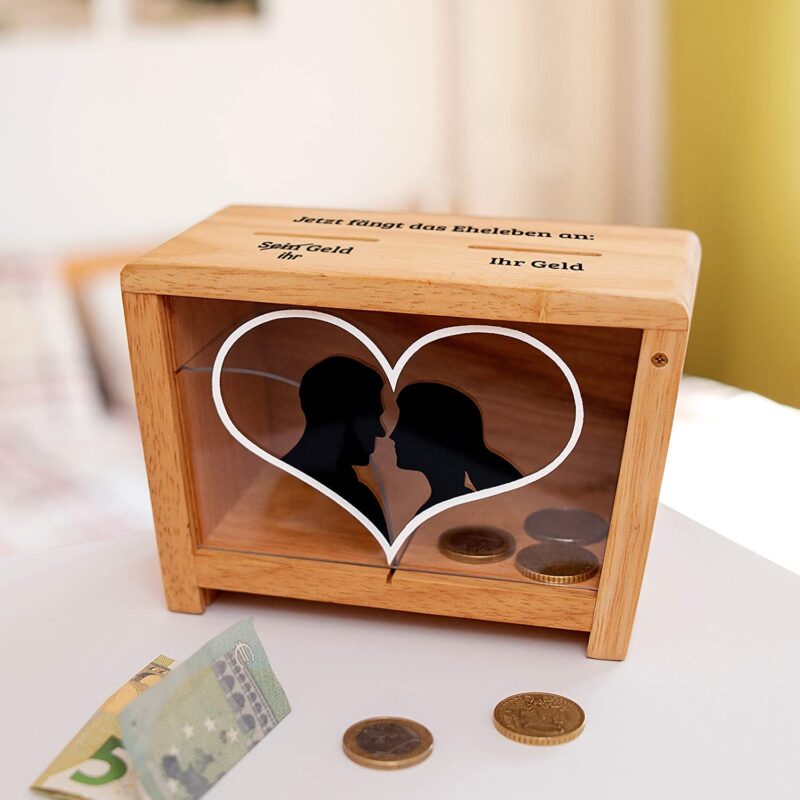 Holz Spardose zur Hochzeit - Eheleben - Brautpaar