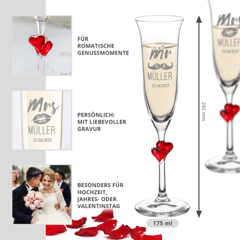 Bild von   sektglas mit gravur mr mrsjpg | Individuelle 🎁 persönliche 🎁 personalisierte Geschenke bedruckt ▪ bestickt ▪ graviert
