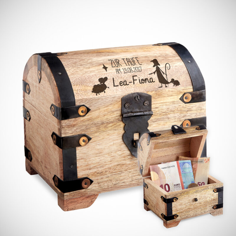 Bild von   geld schatztruhe zur taufe hjpg | Individuelle 🎁 persönliche 🎁 personalisierte Geschenke bedruckt ▪ bestickt ▪ graviert