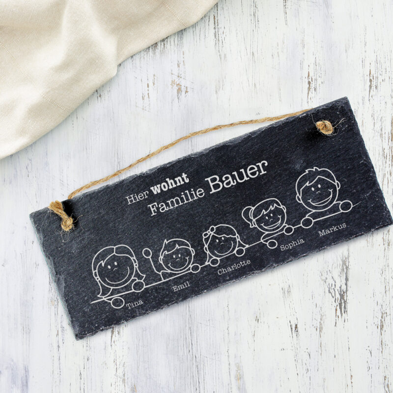 Bild von   schiefertafel mit gravur hiejpg | Individuelle 🎁 persönliche 🎁 personalisierte Geschenke bedruckt ▪ bestickt ▪ graviert