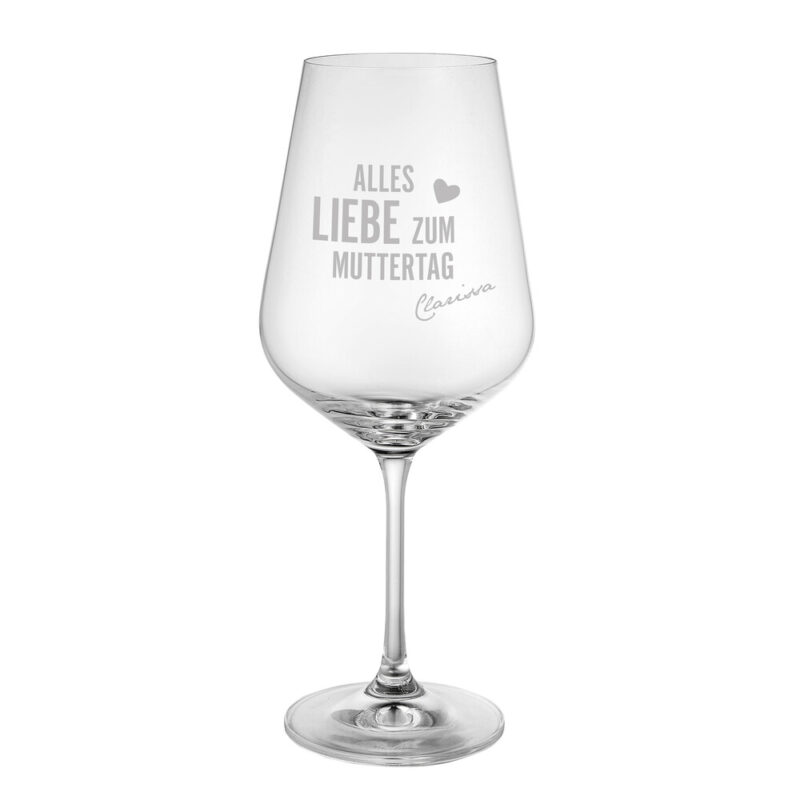 Bild von   weissweinglas mit gravur mutjpg | Individuelle 🎁 persönliche 🎁 personalisierte Geschenke bedruckt ▪ bestickt ▪ graviert