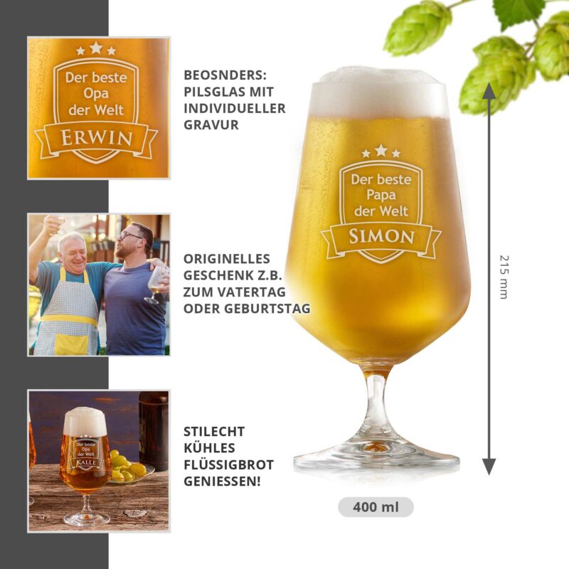 Bild von   bierglas mit gravur bester ojpg | Individuelle 🎁 persönliche 🎁 personalisierte Geschenke bedruckt ▪ bestickt ▪ graviert