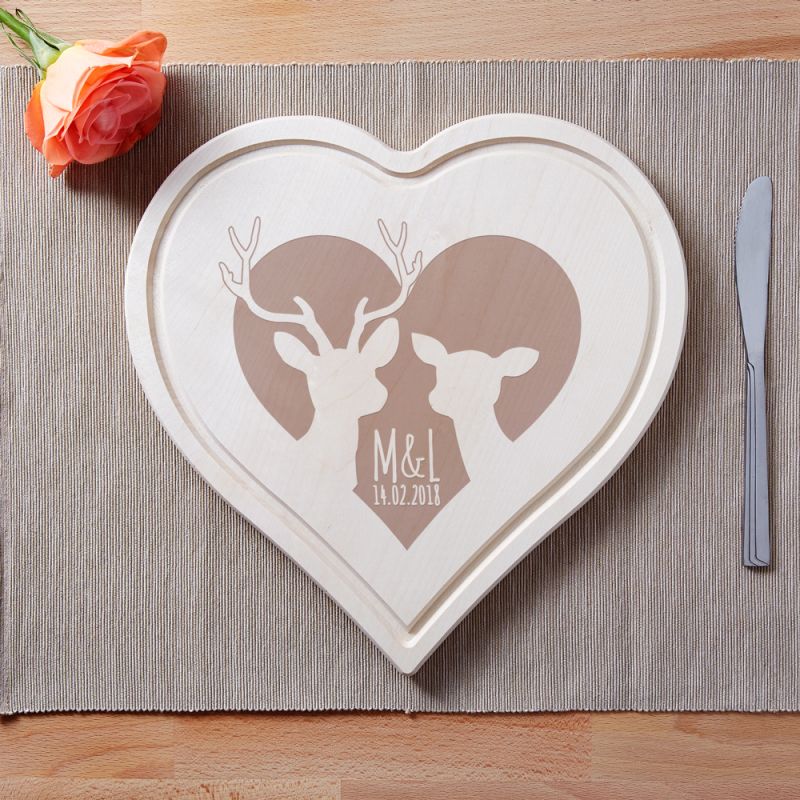 Bild von   herzbrett mit gravur rehejpg | Individuelle 🎁 persönliche 🎁 personalisierte Geschenke bedruckt ▪ bestickt ▪ graviert