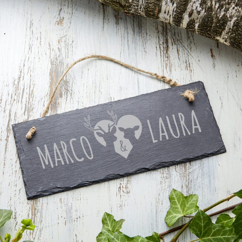 Bild von   schiefertafel mit gravur rehjpg | Individuelle 🎁 persönliche 🎁 personalisierte Geschenke bedruckt ▪ bestickt ▪ graviert