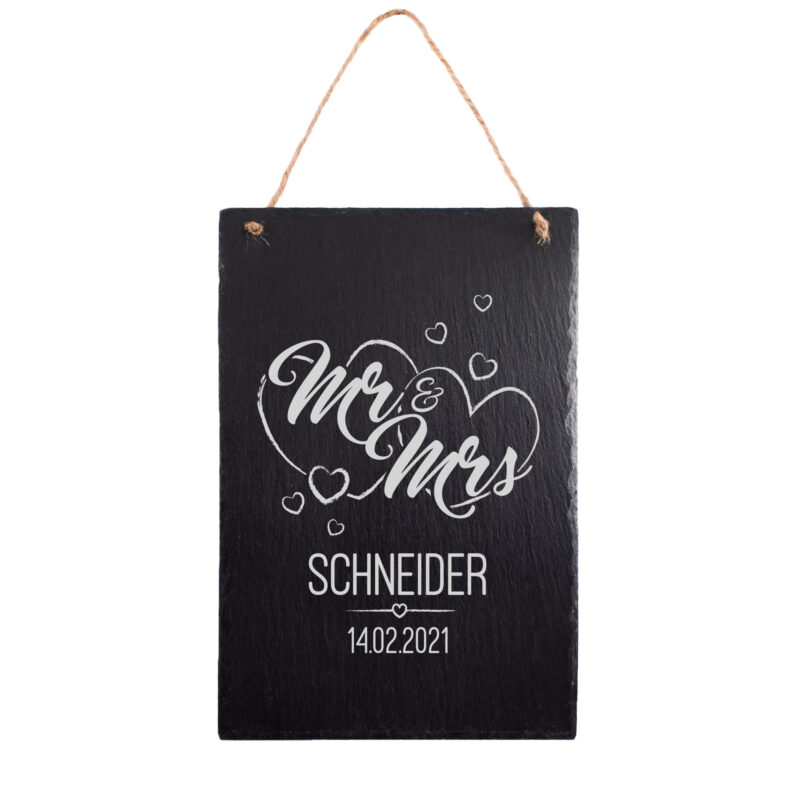 Bild von   schiefertafel mit gravur mrjpg | Individuelle 🎁 persönliche 🎁 personalisierte Geschenke bedruckt ▪ bestickt ▪ graviert