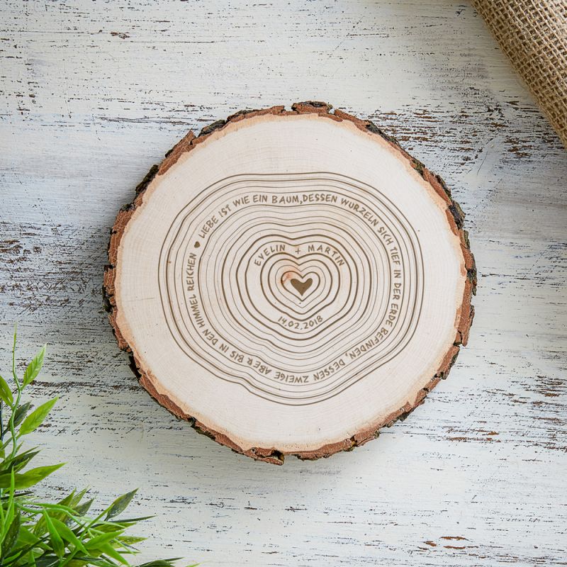 Bild von   baumscheibe mit gravur jahrejpg | Individuelle 🎁 persönliche 🎁 personalisierte Geschenke bedruckt ▪ bestickt ▪ graviert