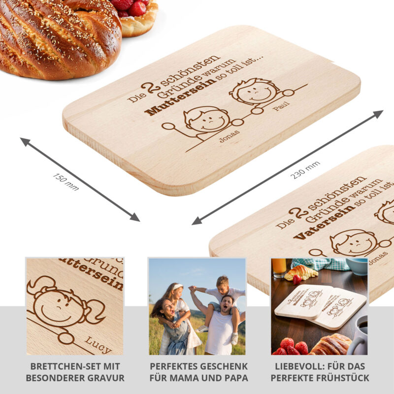 Bild von   fruehstuecksbrett mit gravurjpg | Individuelle 🎁 persönliche 🎁 personalisierte Geschenke bedruckt ▪ bestickt ▪ graviert
