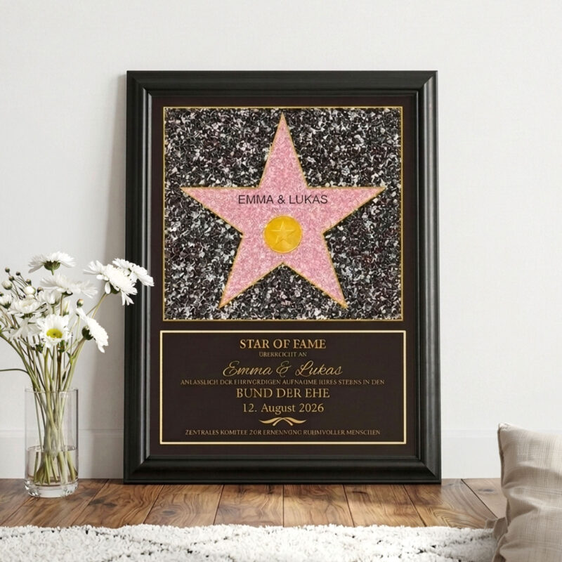 Bild von   star of fame zur hochzeit pejpg | Individuelle 🎁 persönliche 🎁 personalisierte Geschenke bedruckt ▪ bestickt ▪ graviert