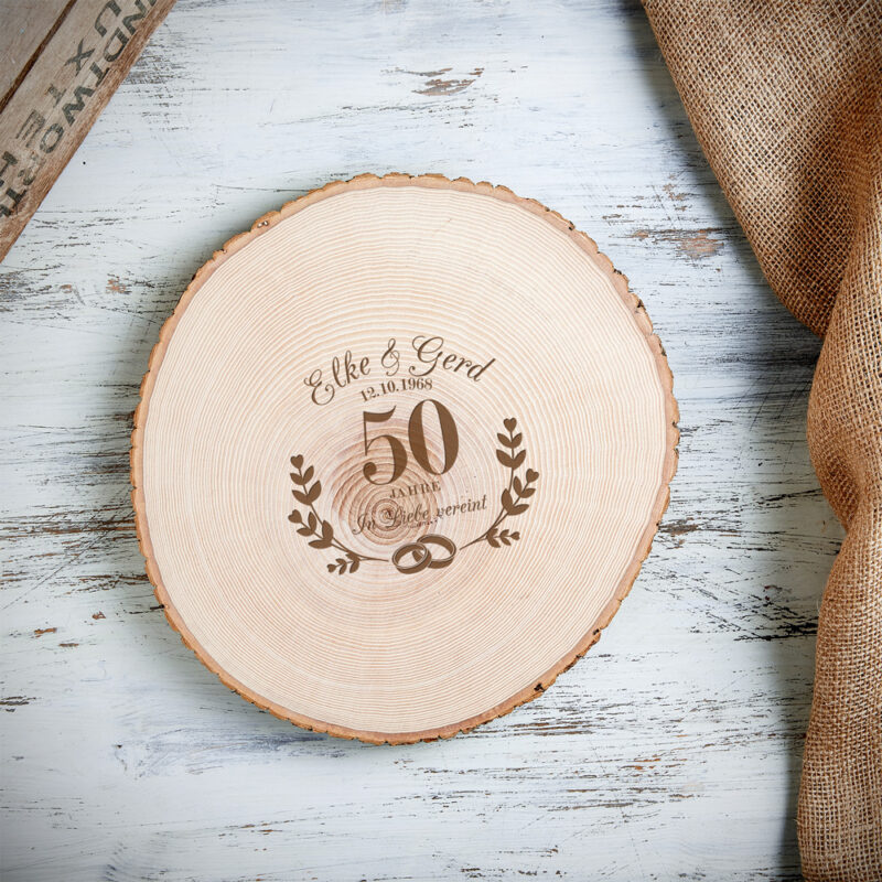 Bild von   riesen baumscheibe mit gravurjpg | Individuelle 🎁 persönliche 🎁 personalisierte Geschenke bedruckt ▪ bestickt ▪ graviert