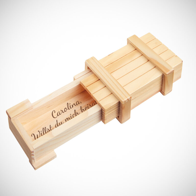Magische Geschenkbox - Heiratsantrag - personalisiert - helles Holz