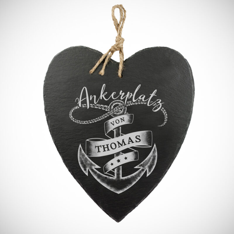 Bild von   schieferherz mit gravur ankejpg | Individuelle 🎁 persönliche 🎁 personalisierte Geschenke bedruckt ▪ bestickt ▪ graviert