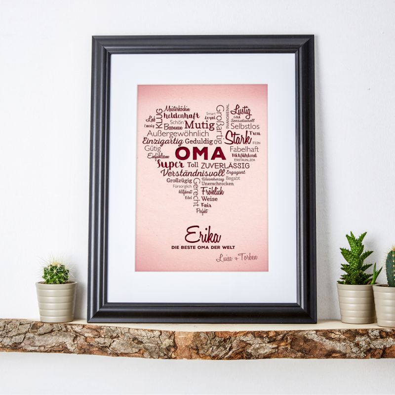 Bild von   wortwolke herz fuer oma persjpg | Individuelle 🎁 persönliche 🎁 personalisierte Geschenke bedruckt ▪ bestickt ▪ graviert