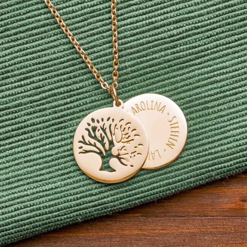 Bild von   halskette mit gravur baum unjpg | Individuelle 🎁 persönliche 🎁 personalisierte Geschenke bedruckt ▪ bestickt ▪ graviert