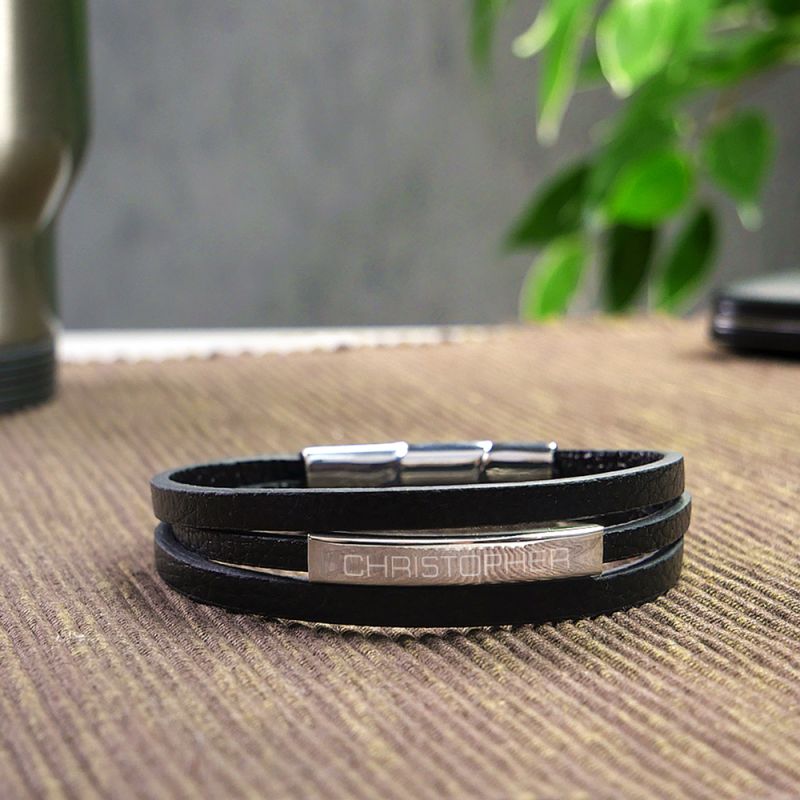 Bild von   herrenarmband mit gravur ledjpg | Individuelle 🎁 persönliche 🎁 personalisierte Geschenke bedruckt ▪ bestickt ▪ graviert