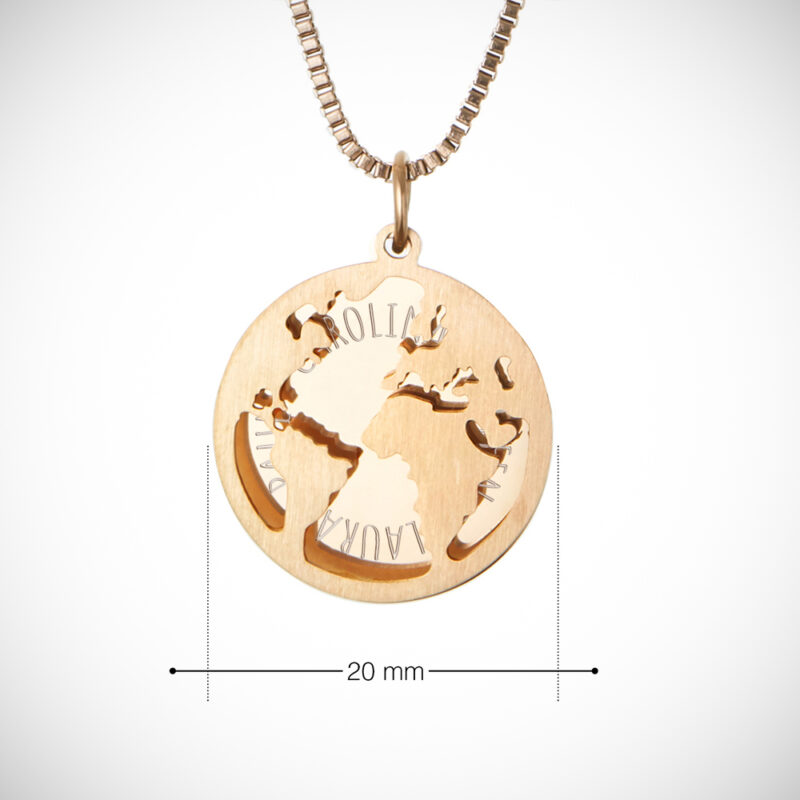 Bild von   halskette mit gravur globusjpg | Individuelle 🎁 persönliche 🎁 personalisierte Geschenke bedruckt ▪ bestickt ▪ graviert