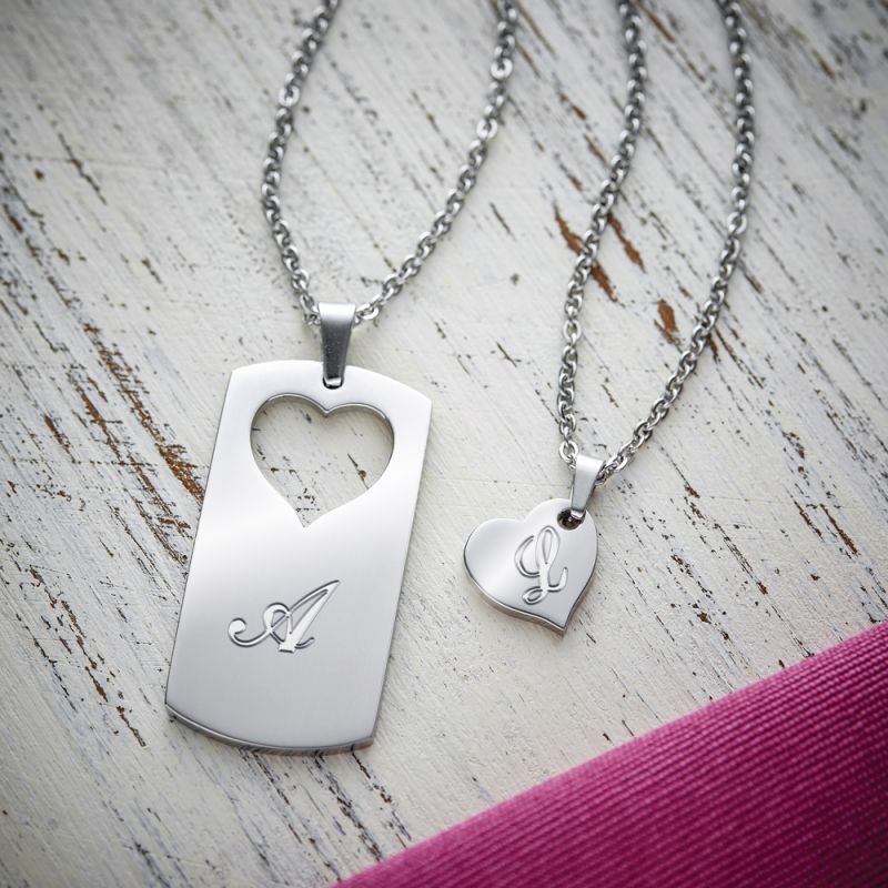 Bild von   partner halskette mit gravurjpg | Individuelle 🎁 persönliche 🎁 personalisierte Geschenke bedruckt ▪ bestickt ▪ graviert