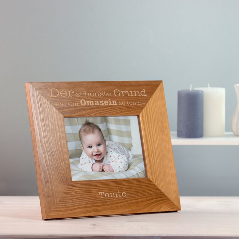 Bild von   bilderrahmen aus holz mit gravjpg | Individuelle 🎁 persönliche 🎁 personalisierte Geschenke bedruckt ▪ bestickt ▪ graviert