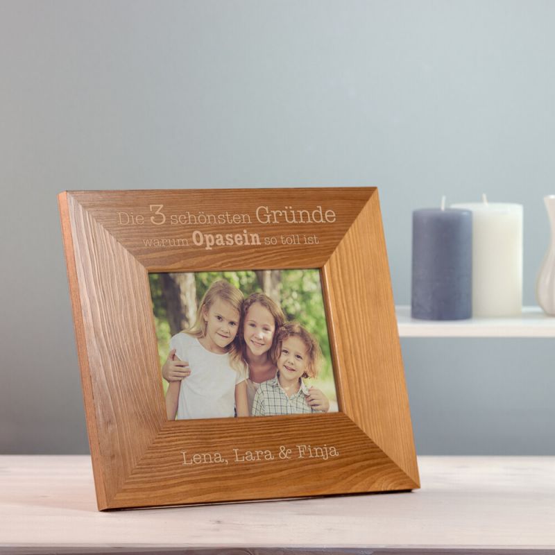 Bild von   bilderrahmen aus holz mit gravjpg | Individuelle 🎁 persönliche 🎁 personalisierte Geschenke bedruckt ▪ bestickt ▪ graviert