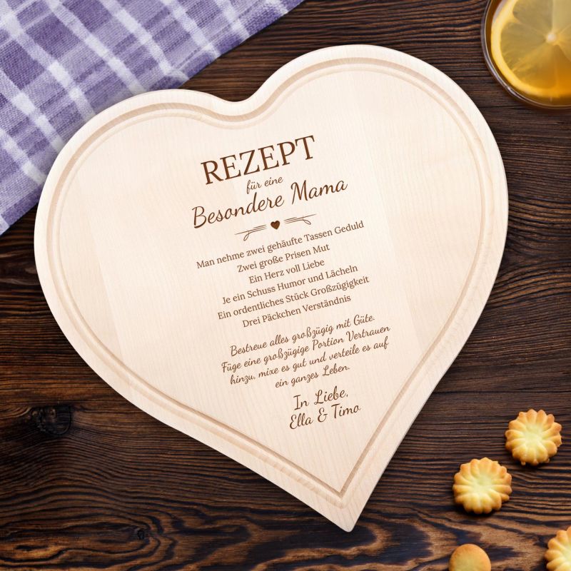 Bild von   herzbrett mit gravur rezeptjpg | Individuelle 🎁 persönliche 🎁 personalisierte Geschenke bedruckt ▪ bestickt ▪ graviert