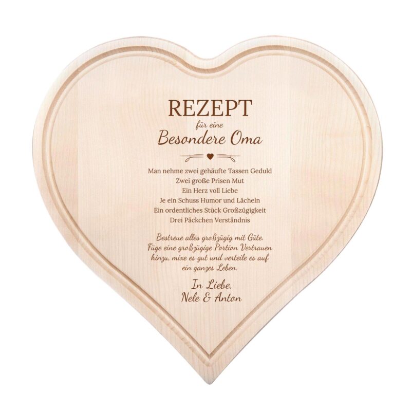 Bild von   herzbrett mit gravur rezeptjpg | Individuelle 🎁 persönliche 🎁 personalisierte Geschenke bedruckt ▪ bestickt ▪ graviert