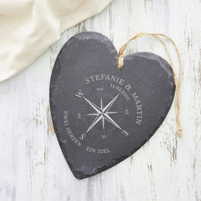 Bild von   schieferherz mit gravur kompjpg | Individuelle 🎁 persönliche 🎁 personalisierte Geschenke bedruckt ▪ bestickt ▪ graviert