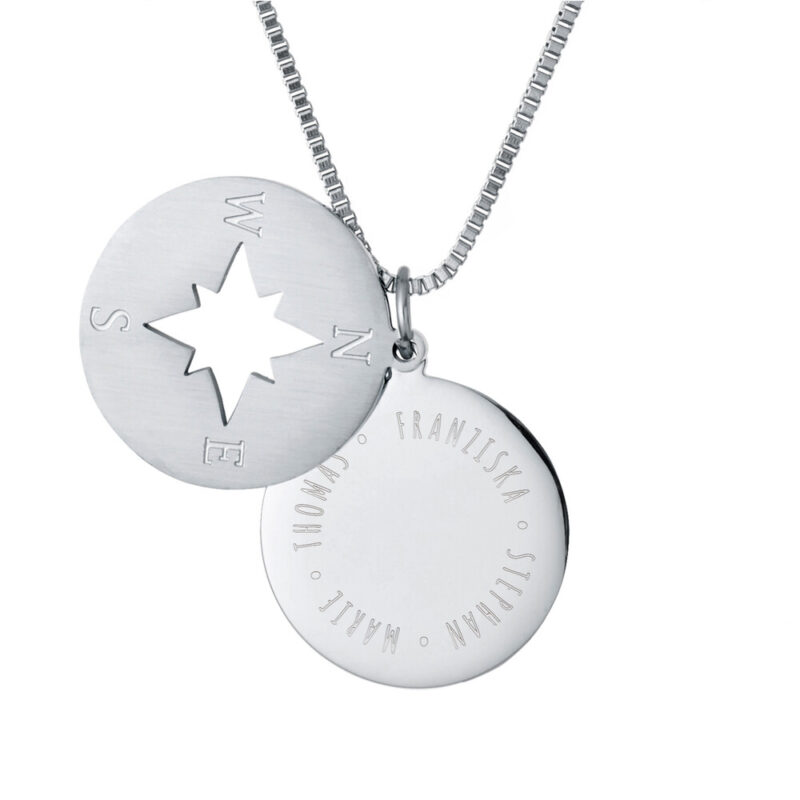 Bild von   halskette mit gravur kompassjpg | Individuelle 🎁 persönliche 🎁 personalisierte Geschenke bedruckt ▪ bestickt ▪ graviert