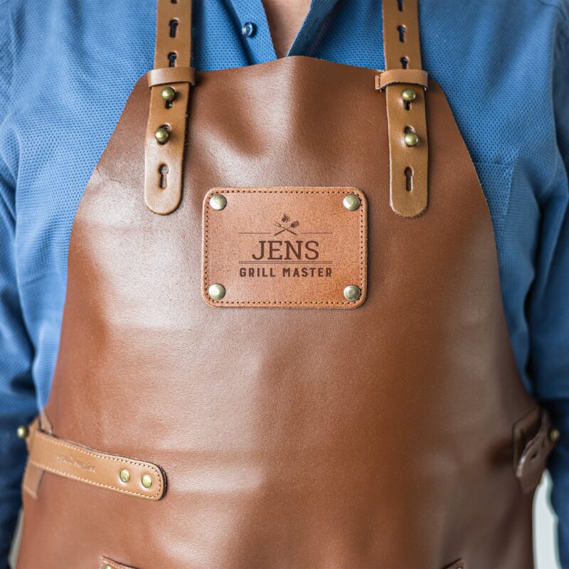 Bild von   grillschuerze leder braunjpg | Individuelle 🎁 persönliche 🎁 personalisierte Geschenke bedruckt ▪ bestickt ▪ graviert