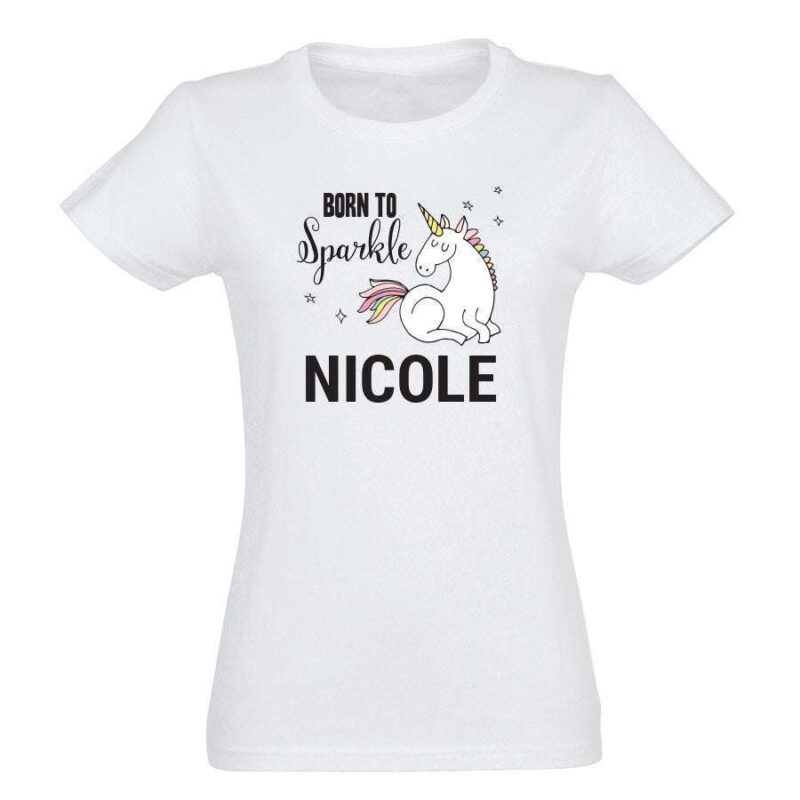 Bild von   einhorn t shirt damen weissjpg | Individuelle 🎁 persönliche 🎁 personalisierte Geschenke bedruckt ▪ bestickt ▪ graviert