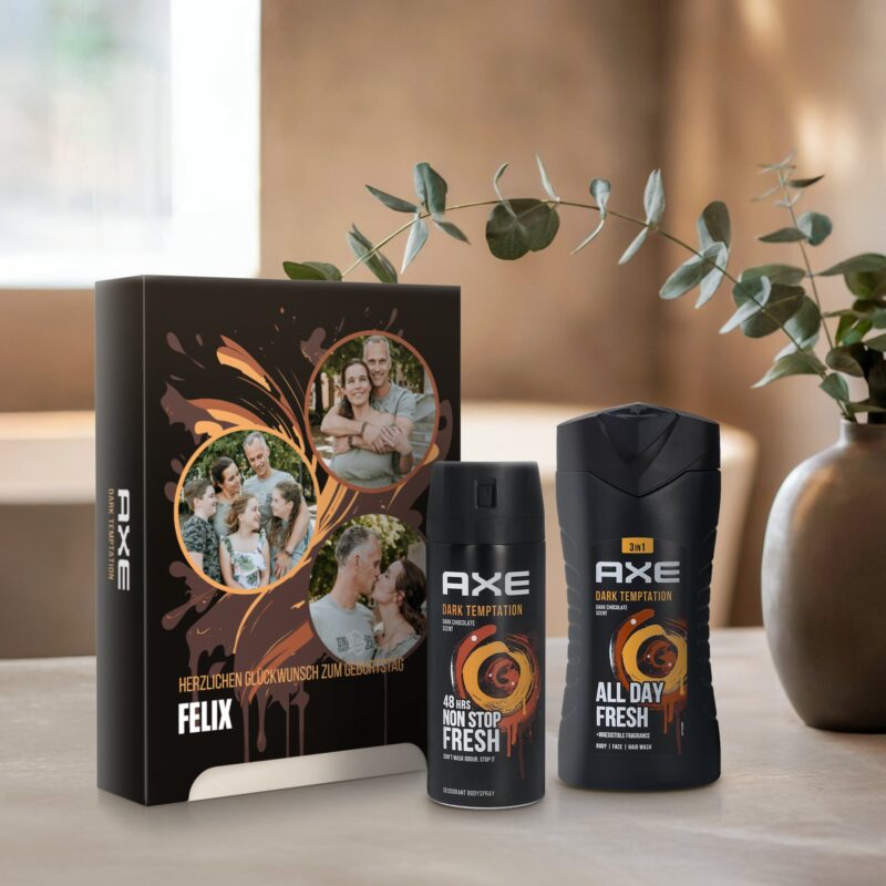 Bild von   axe geschenkset duschgel djpg | Individuelle 🎁 persönliche 🎁 personalisierte Geschenke bedruckt ▪ bestickt ▪ graviert
