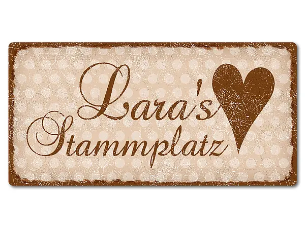 Bild von   retro schild mit polka dots jpg | Individuelle 🎁 persönliche 🎁 personalisierte Geschenke bedruckt ▪ bestickt ▪ graviert