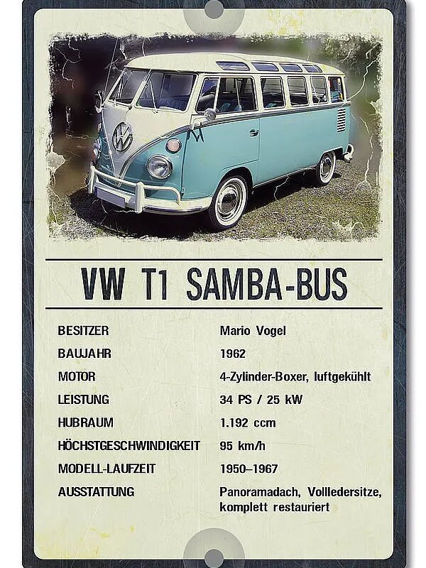 Bild von   oldtimer praesentationsschildjpg | Individuelle 🎁 persönliche 🎁 personalisierte Geschenke bedruckt ▪ bestickt ▪ graviert