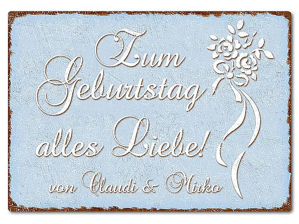 Bild von   farbiges blechschild mit wunscjpg | Individuelle 🎁 persönliche 🎁 personalisierte Geschenke bedruckt ▪ bestickt ▪ graviert