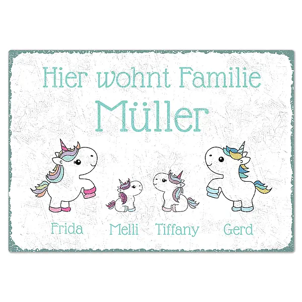 Bild von   aluminiumschild im einhorn desjpg | Individuelle 🎁 persönliche 🎁 personalisierte Geschenke bedruckt ▪ bestickt ▪ graviert