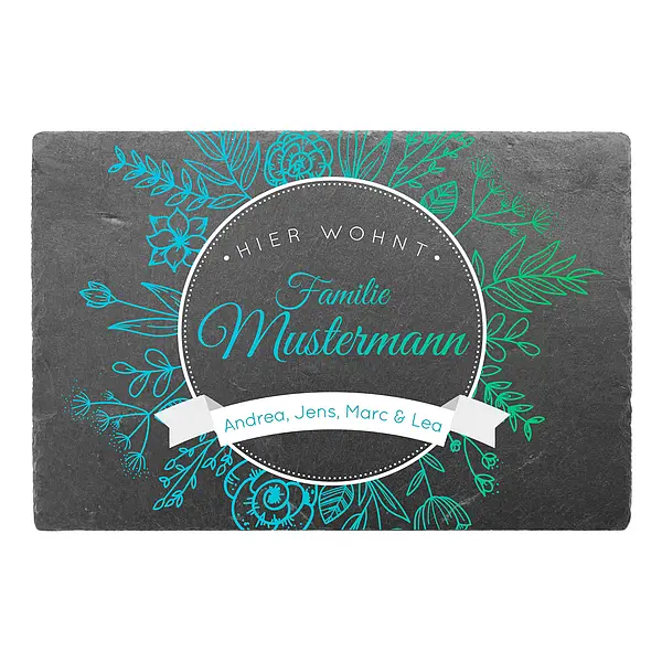 Bild von   tuerschild mit namen und blumejpg | Individuelle 🎁 persönliche 🎁 personalisierte Geschenke bedruckt ▪ bestickt ▪ graviert