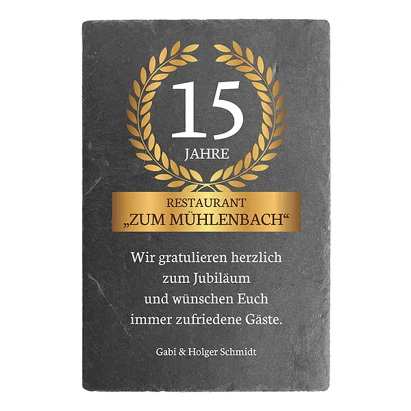 Bild von   jubilaeumsgeschenk schieferschjpg | Individuelle 🎁 persönliche 🎁 personalisierte Geschenke bedruckt ▪ bestickt ▪ graviert